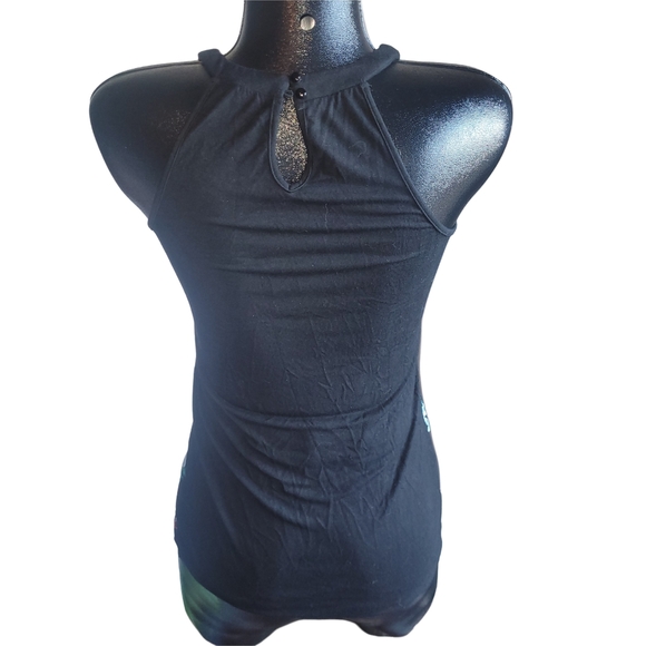 Ricki's Black Tank Top with Floral Embroidered Front XS - Picture 5 of 6